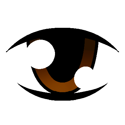 a stylized drawing of a brown eye.